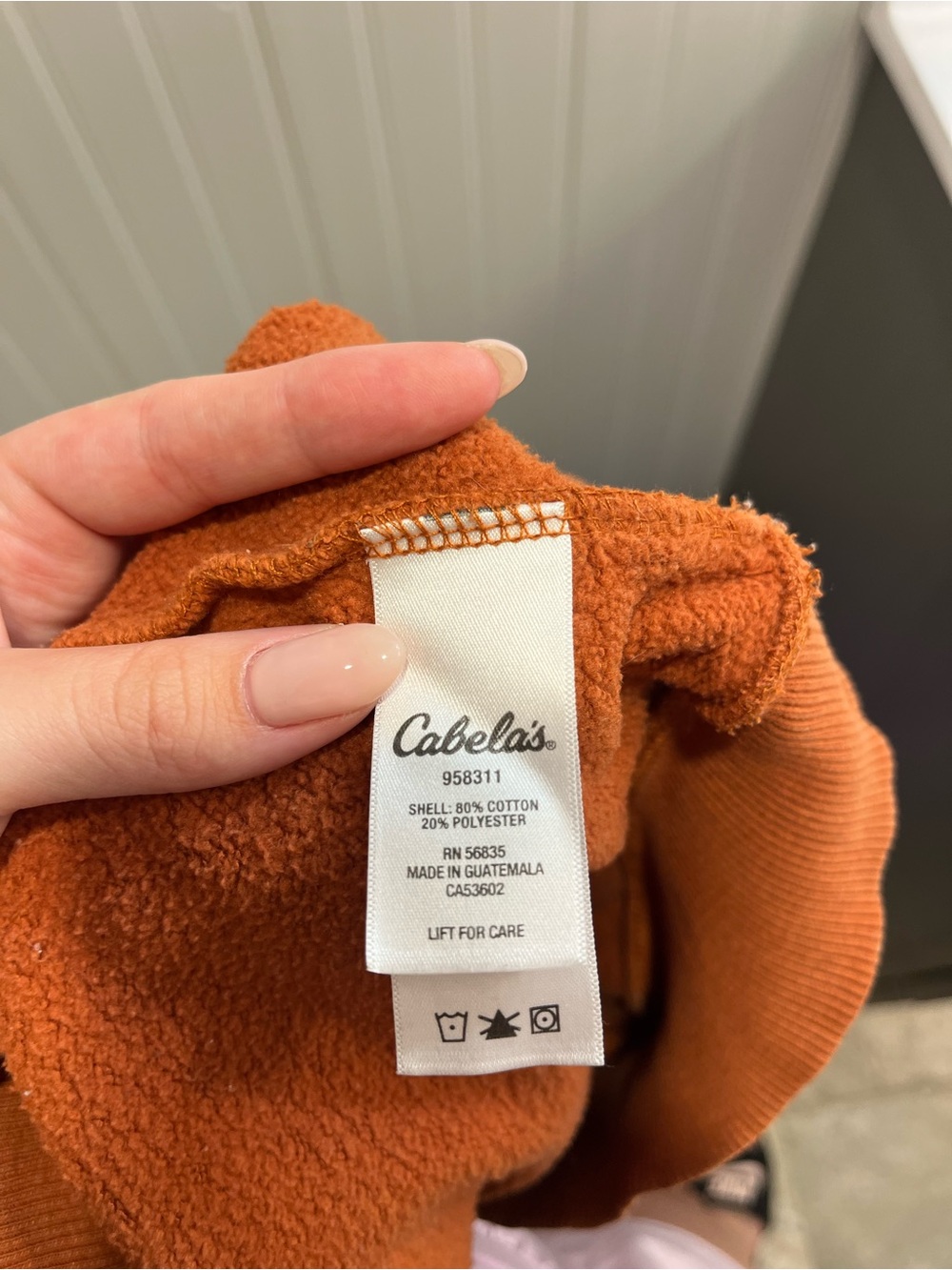 Cabela's Unisex Orange Quarter-Zip Pullover Sweatshirt - Picture 4 of 4
